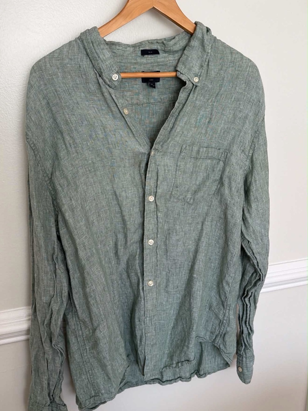 J. Jill Sage Green Linen Button-Down Shirt